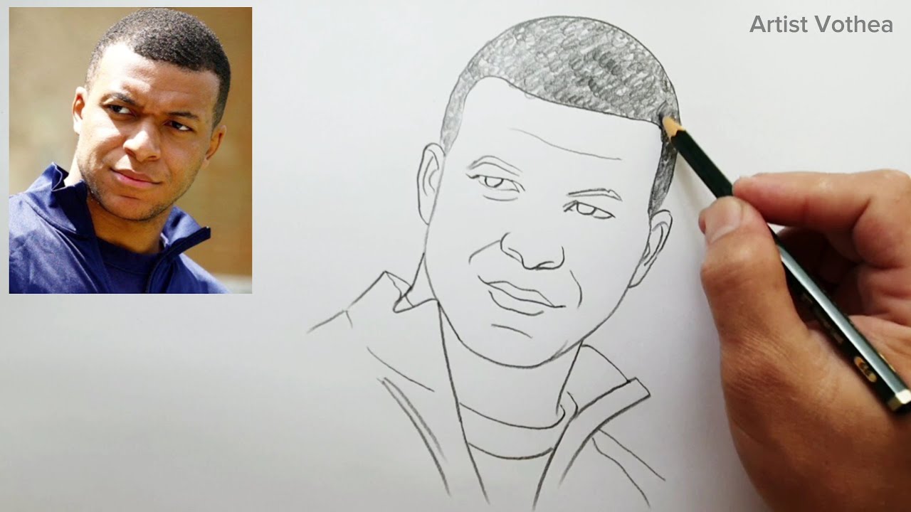 Mbappe drawing Step By Step