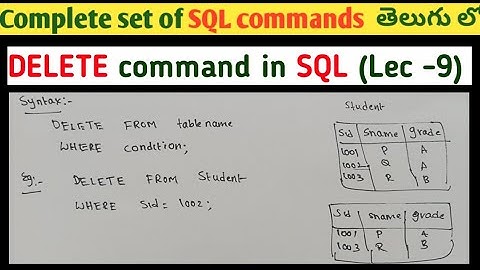 DELETE command in SQL with syntax and examples | SQL DML commands | SRT Telugu Lectures