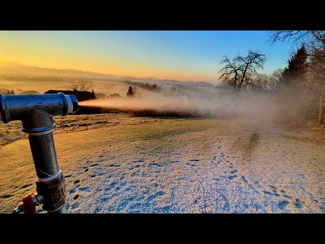 Home Snowmaking Drone Shots and Time Lapse Video - Backyard Snowstorm Snow  Gun 