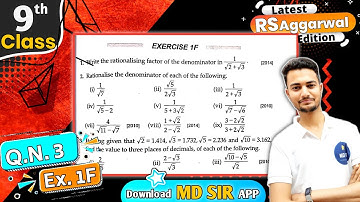 Rs Aggarwal Class 9 Chapter 1 | Exercise 1F | Question number 3 | Number System | Md Sir Class 9