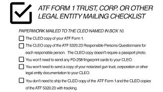 ATF Form 1 Mailing Checklist - Individual & Gun Trust Applicants