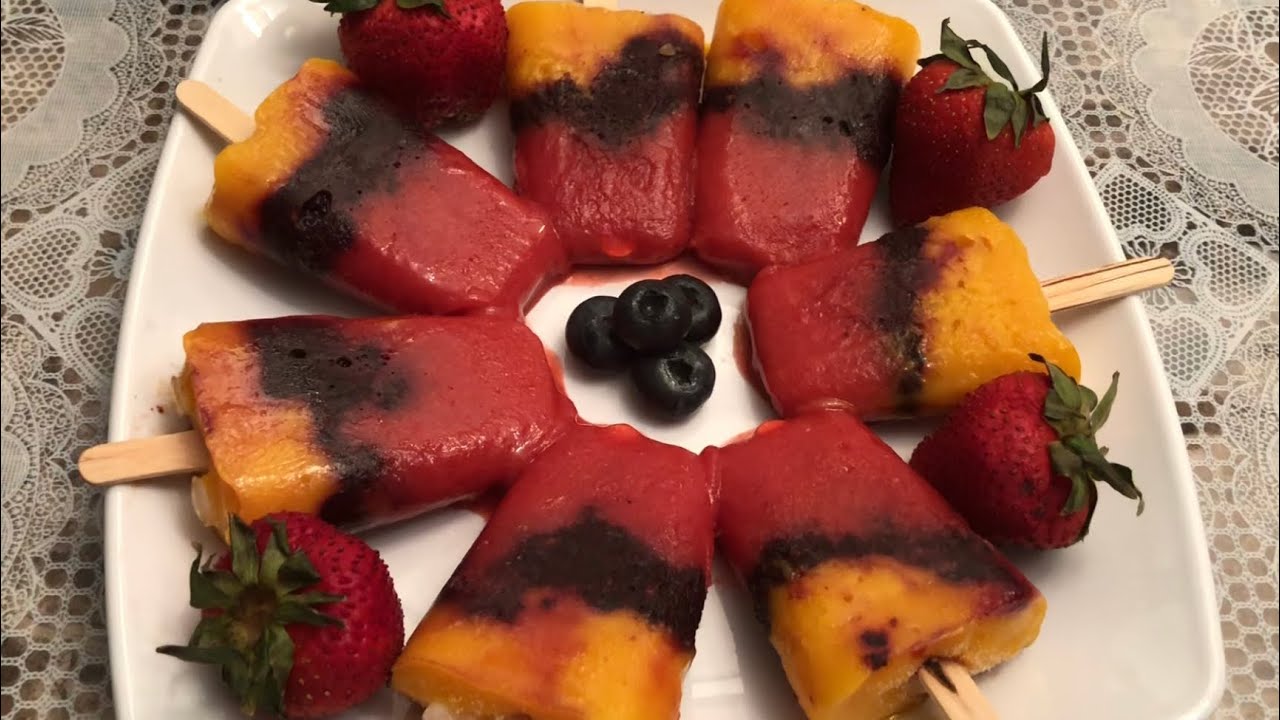 Mango, Blueberry, and Strawberry Popsicles Recipe Healthy and Delicious YouTube