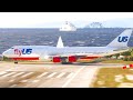 FlyUS 747 FULL POWER Takeoff at SKIATHOS! Short Runway Almost RUN OUT!
