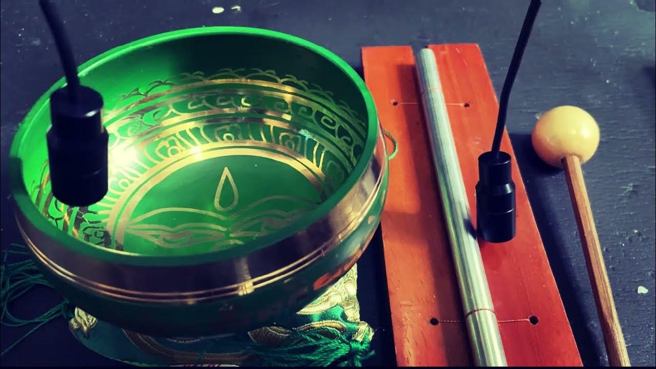 ASMR Creating a Wind Chime sound effect with a singing bowl and tuning