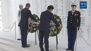 Obama & Japan Prime Minister Abe Wreath Laying Ceremony At Pearl Harbor