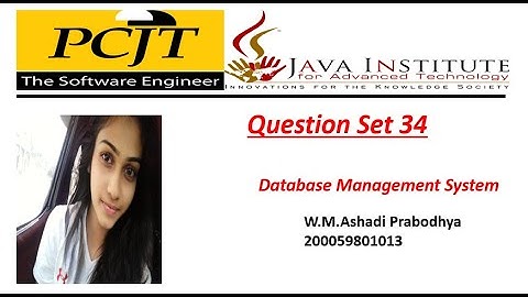 Question Set 34 | Database Management System | 1st Year | Java Institute | Ashadi Prabodhya