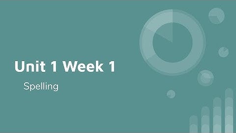 Unit 1 Week 1 Spelling