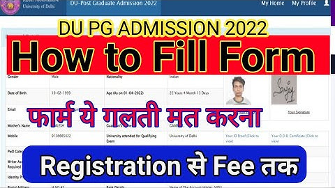 DU PG Admission 2022| Learn How to fill du pg application form online 2022 |sarvguru step by step |