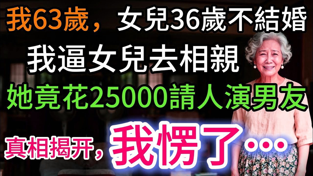 我63歲，女兒36歲不結婚，她花25000請人演男友見我，得知真相：我愣了…