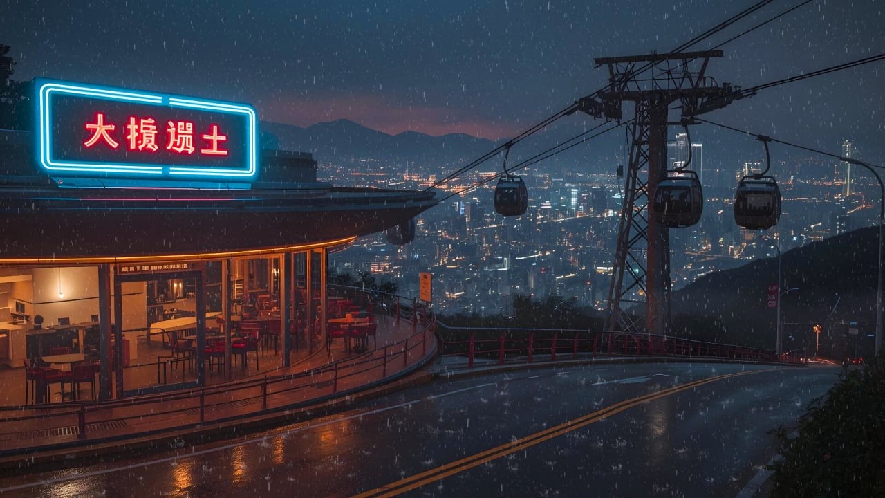 1980s Rainy Skyline Café ☕ Lofi Beats for Late Night Study