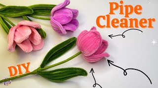 DIY Tulips with Pipe Cleaner🌹Craft a beautiful Tulips Bloom🌹you will like it for sure, try it 🌹