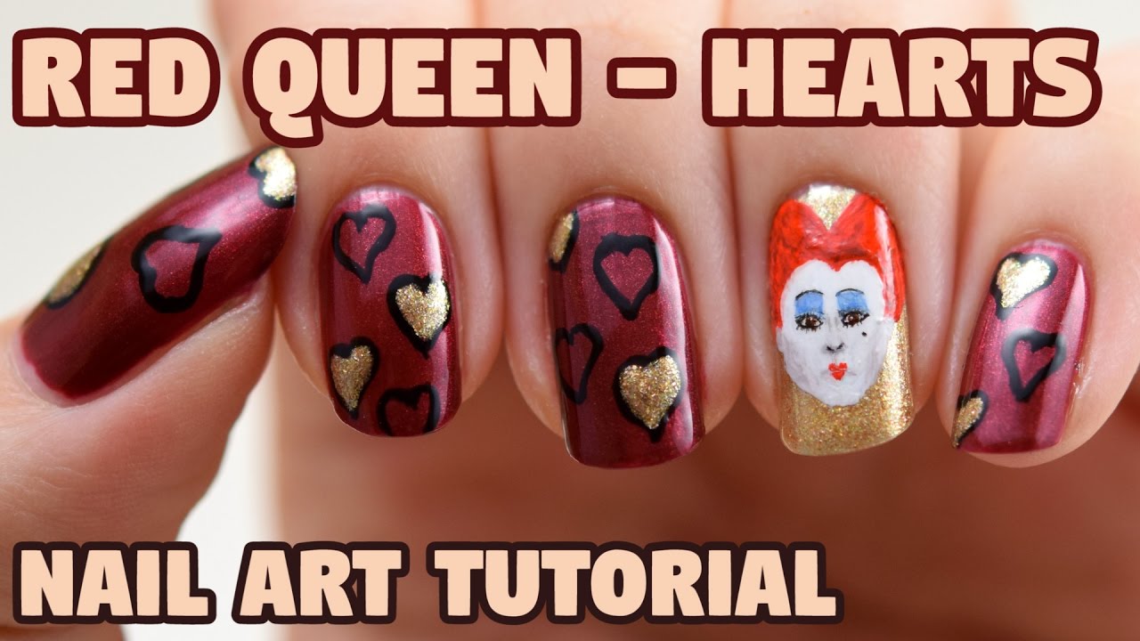 Black and Red Queen of Hearts Nail Design - wide 1