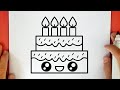 COMO DIBUJAR UNA TORTA DE CUMPLEAÑOS KAWAII