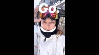 Milla Jovovich skiing