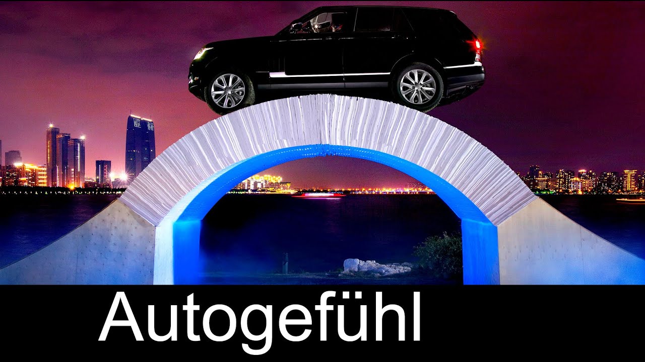 neuero ship unloader Range Rover L405 driving over bridge made of paper - Autogefühl