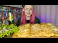 Мукбанг | Чебуреки 4 начинки! | Mukbang chebureks