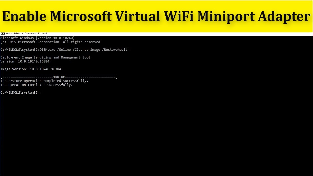 liter zout markering How To Enable Microsoft Virtual WiFi Miniport Adapter Windows 10/8/7 -  YouTube