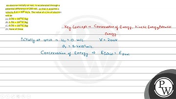 An electron initially at rest, is accelerated through a potential difference of 200 volt, so tha...