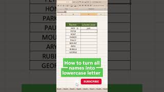 Excel function : convert uppercase letters to lowercase ✓ convert capital letters to small letters