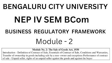 Business Regulatory Framework Chapter 2 Notes (NEP BCom 4 sem)