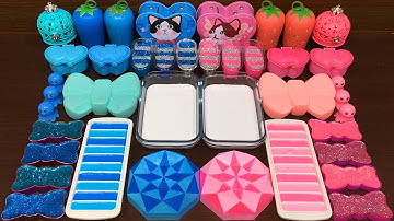 PINK vs BLUE !!!Mixing Random into Glossy Slime!!! Satisfying Slime Video #103