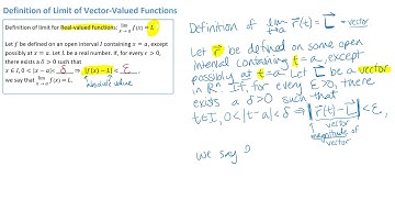 Definition of Limit of Vector Valued Functions