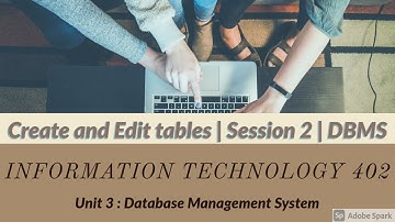 IT 402 Class 10 | Create and edit tables using wizard and SQL | Unit 3 Database Management System