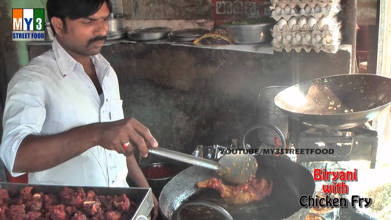 BIRYANI WITH CHICKEN FRY | KAKINADA STREET FOOD | INDIAN STREET FOOD street food