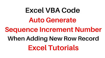 Excel VBA Auto Generate Sequence Add New Row Record