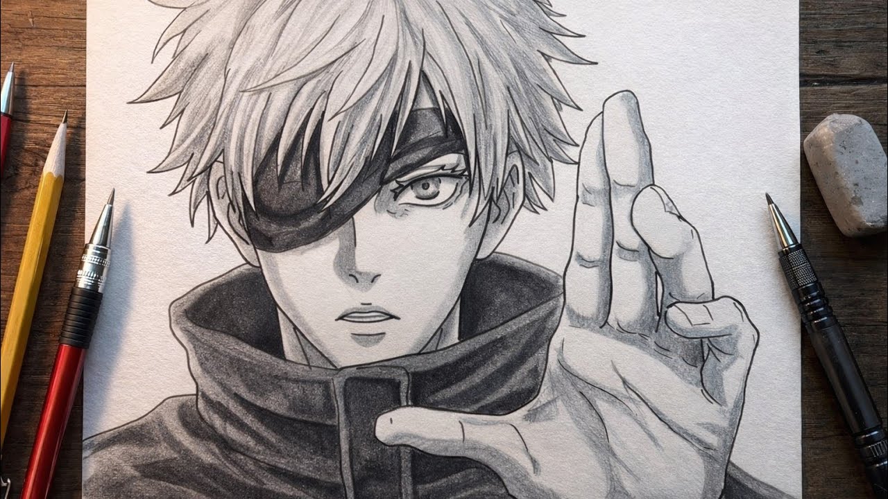 How To Draw Gojo Satoru Step by Step Easy | Anime Drawing Tutorial for Beginners