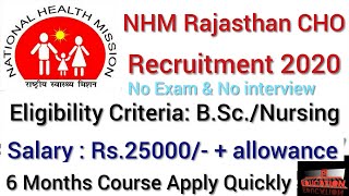 Nhm Rajasthan Cho Recruitment 2020  Cho Recruitment In Rajasthan For Nhm  Apply Online For Cho