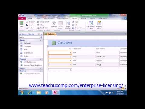 Microsoft Office Access Tutorial 2010 Reports Lesson 14.2 Employee Group Training