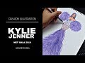 HOW TO SKETCH : KYLIE JENNER MET GALA 2019 VERSACE | FASHION ILLUSTRATION | Sandee Proud