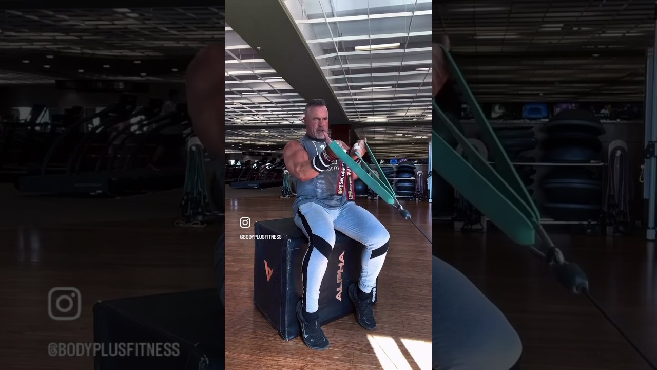 Try these seated cable curls, using a resistance band as your handle to get a really isolated bicep