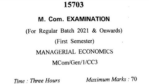 M.com Cdlu ||  Paper Managerial Economics || Semester 1st 2024