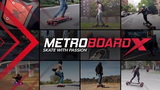 MetroboardX Electric Skateboard - Skate with Passion
The MetroboardX is one of the most well reviewed Electric Skateboards out on the market right now. Not only does it have a one of a kind look with Ferrari like styling, but also top quality components, extreme performance, and an unparalleled feature list. And of course, Metroboard customer service cant be beat with super fast response times (typically within a few hours) direct from the engineer who designed the product!
FEATURE LIST:
-Easily Change between Street and All Terrain wheels! 190 MM AT Wheels and 107 mm Abec11 Street Wheels included!
-Also compatible with 120 mm CloudWheels, TorqueBoard 110 mm wheels, and many other wheels on the market that use either Abec11 or Kegel type cores.
-Optional 155 mm Metroboard Tires for a lower profile AT ride with one of the grippiest AT tires on the market!
-VESC6 Based Motor Controllers with FOC for a super smooth, quiet, and responsive ride!
-Dual Monster Power 6374 Brushless Motors to feed your adrenaline!
-36 MPH Top Speed with AT 190 mm Wheels
-35 MPH Top Speed with 120 mm CloudWheels
-31 MPH Top Speed with ABEC11 107 MM Street Wheels
-30 mile range with Street Wheels / 20 mile range with AT wheels
-4 Watt High Power Lighting in Front, Rear, and Underbody as well!
-NEW Optional 12 Watt Front Lights for a super powerful headlight!
-Carbon Fiber Deck with 1″ Dropped Platform for stability and to lock your feet in place!
-Double Bushing Precision CNC Machined Aluminum Trucks for amazing carving even with AT wheels!
-OPTIONAL Riptide Bushings and Pivot Cups to take your trucks to next level carving!
-10 mm / 12 mm Diameter Stainless Steel Truck Axles designed to handle the abuse of hard core riding!
-App to see real time data and adjust settings on your smartphone!
-Easily turn on board, check battery status, and charge without having to flip over your board!
-Automatic Belt Tensioning makes changing belts or wheels out a trouble free process!
https://metro-board.com/metroboardx
See customer reviews here: https://metro-board.com/electric-skateboard-reviews/
Join our very active Facebook Group to see how our customers praise and also customize the MetroboardX: https://www.facebook.com/groups/38054073494/ MetroboardX Electric Skateboard - Skate with Passion