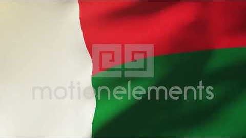 Madagascar Flag Waving In The Wind. Looping Sun Rises Style. Animation Loop Stock Animation