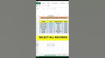 #shorts Copy & Paste visible cells only | Skip Hidden Rows | Excel #youtubeshorts #jktutorials
