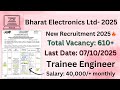 BEL Trainee Engineer Recruitment 2025 Out | BEL Trainee Engineer Application Process