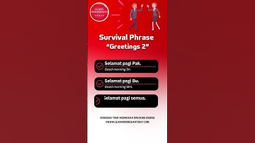 Survival Phrases 🇮🇩 : Greetings 2 (How to say Good Morning/Noon/Night in Indonesian) #indonesian