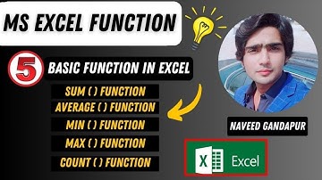 Sum, Average, Max, Min, Count formulas/Functions in Microsoft excel for Beginners Urdu || Hindi