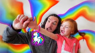 HOW TO MAKE A UNICORN!! Homemade Magic Necklace and play NEW FROZEN 2 Princess Board Game with Dad!