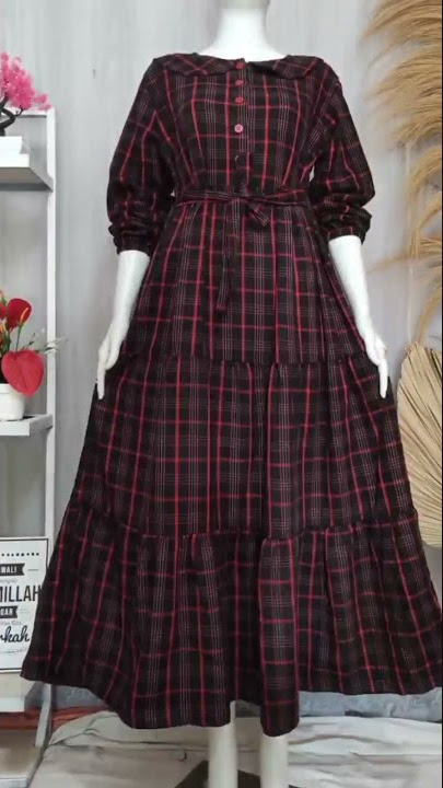 shopee haul gamis terbaru 2022 gamis flanel motif kotak kotak murah #shorts