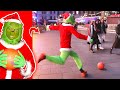 Scaring People in LONDON with a FOOTBALL! (Christmas Public Skills Prank)