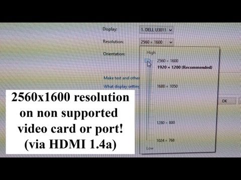How to force enable 2560x1600 resolution on non supported video card or port (via HDMI 1.4a)