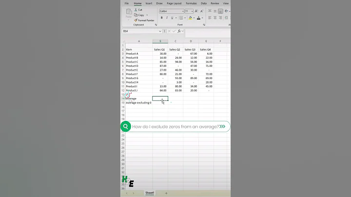 Exclude zeros when calculating averages in Excel