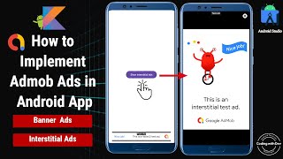 How to Implement Admob Ads in Android Studio | Banner and interstitial ads | Google Admob Ads 2023