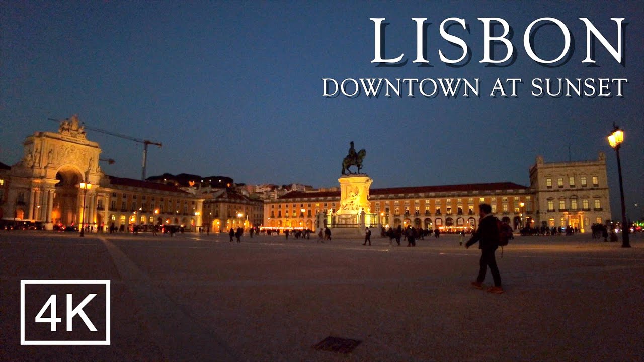 Lisbon Portugal Downtown SUNSET Walking Tour 4k 2022 🇵🇹