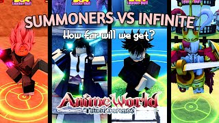 SUMMONERS VS INFINITE | HOW FAR CAN WE GET? | ANIME WORLD TOWER DEFENSE