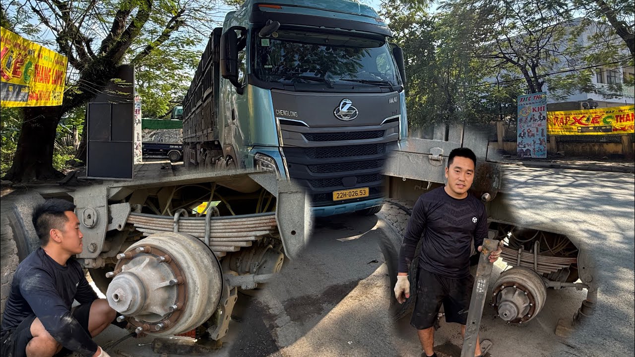 Replacing the springs on a tractor-trailer carrying 150 tons is a daily job for the rescue team.